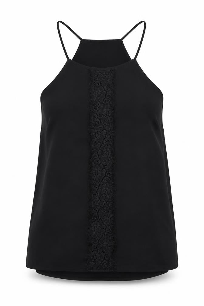 Front view of seppala woman women’s black basic tank, size UK 10