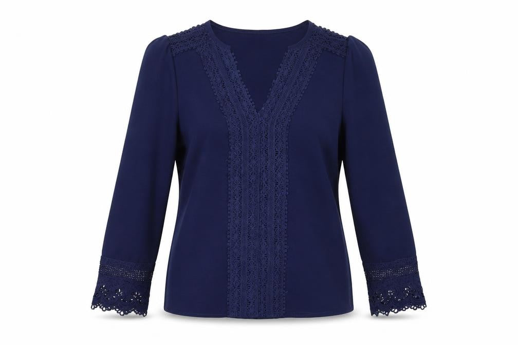 Front view of Blooming Jelly women’s blue basic blouse, size S