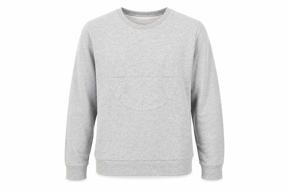Front view of H&M men’s grey pullover sweatshirt, size S, - basketball