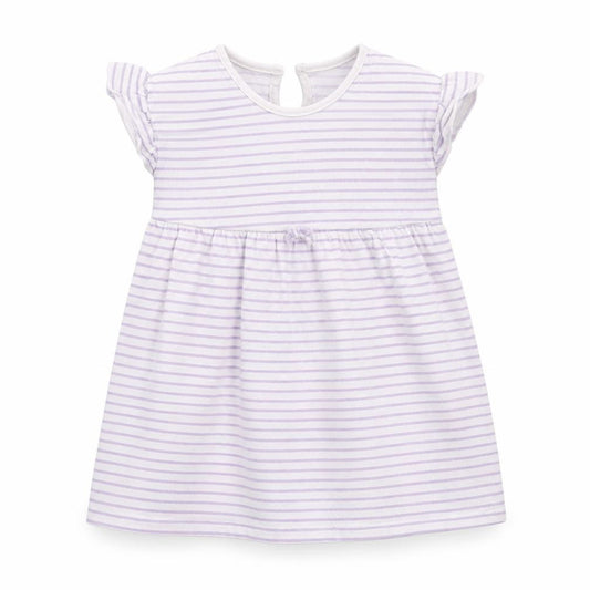 Front view of George girls’ white striped t-shirt dress, size 12-18, months