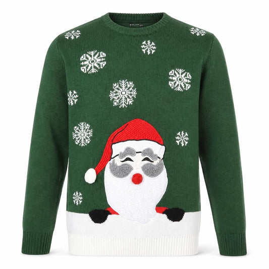 Front view of Avenue men’s multicoloured knit jumper, size S, - christmas