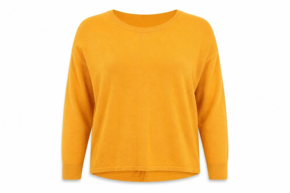 Front view of Tu women’s yellow knit jumper, size UK 12
