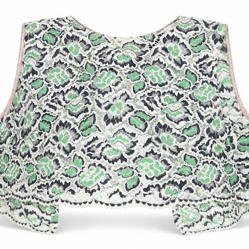 French Connection Womens Green  Lace Cropped Blouse Size 10