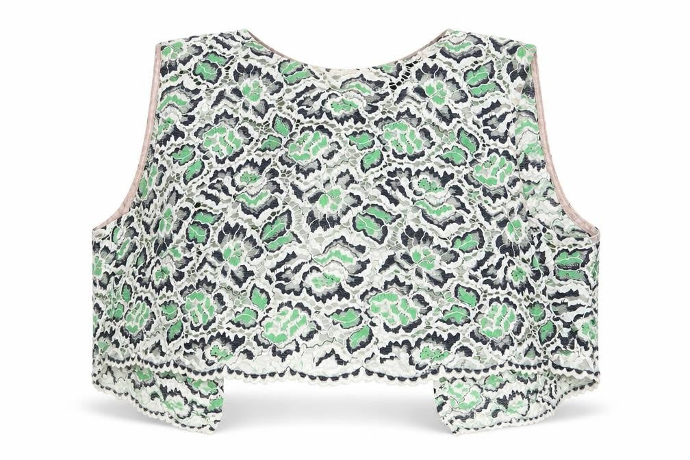 French Connection Womens Green  Lace Cropped Blouse Size 10