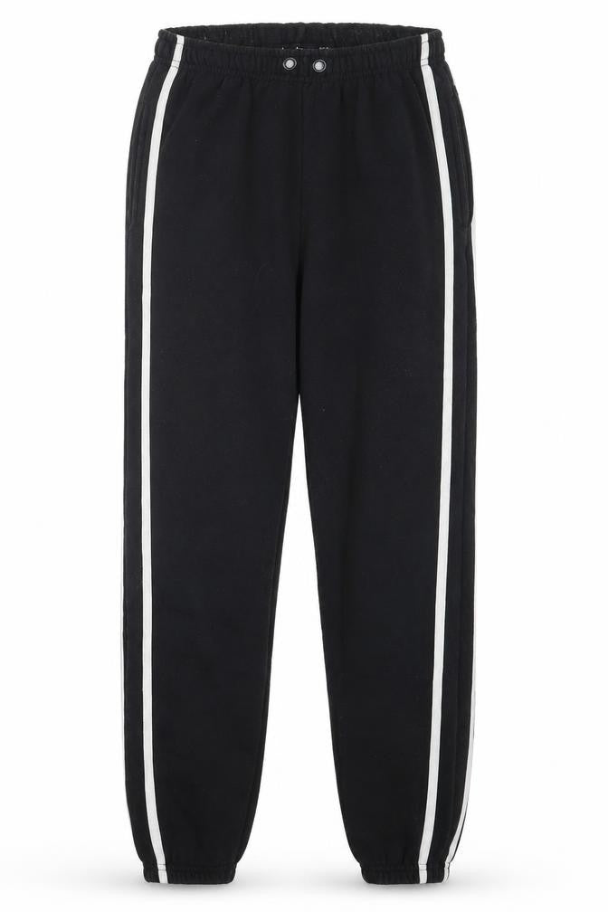 Front view of Boohoo women’s black jogger trousers, size UK 8, 25-inch leg