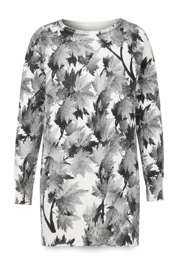 D&Z Fashion Womens Grey Floral Knit Jumper Dress  One Size