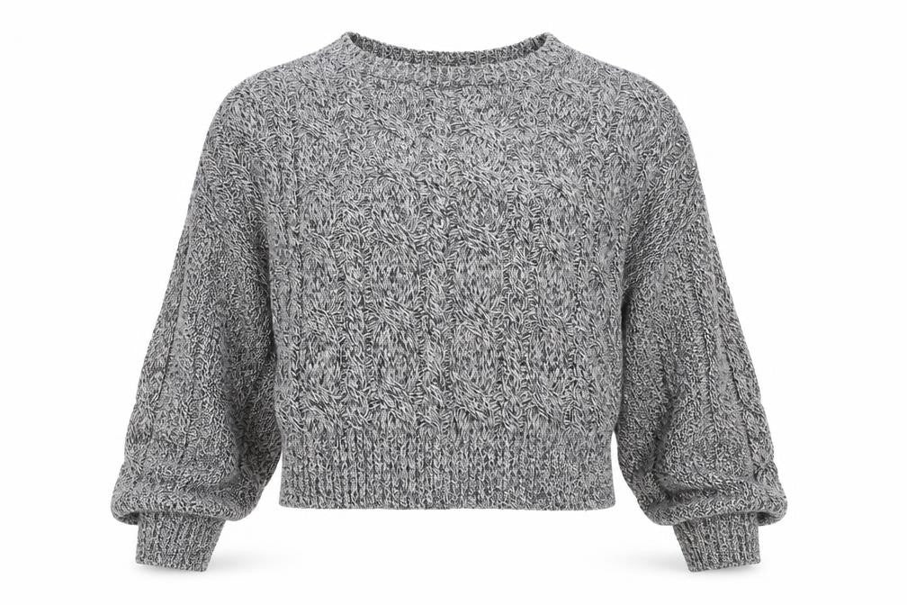 Front view of Topshop women’s blue knit jumper, size M, - cropped