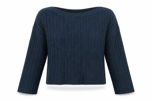 Front view of French Connection women’s blue knit jumper, size S