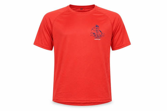 Front view of the major men’s red t-shirt, size M