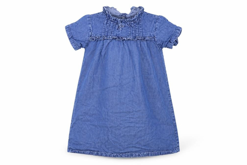 Front view of Next girls’ blue denim a-line, size 6, years