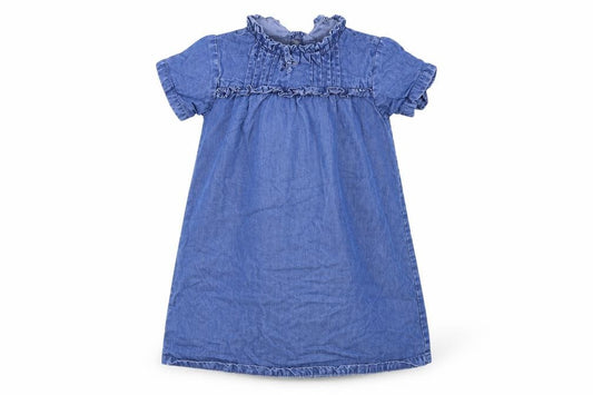 Front view of Next girls’ blue denim a-line, size 6, years