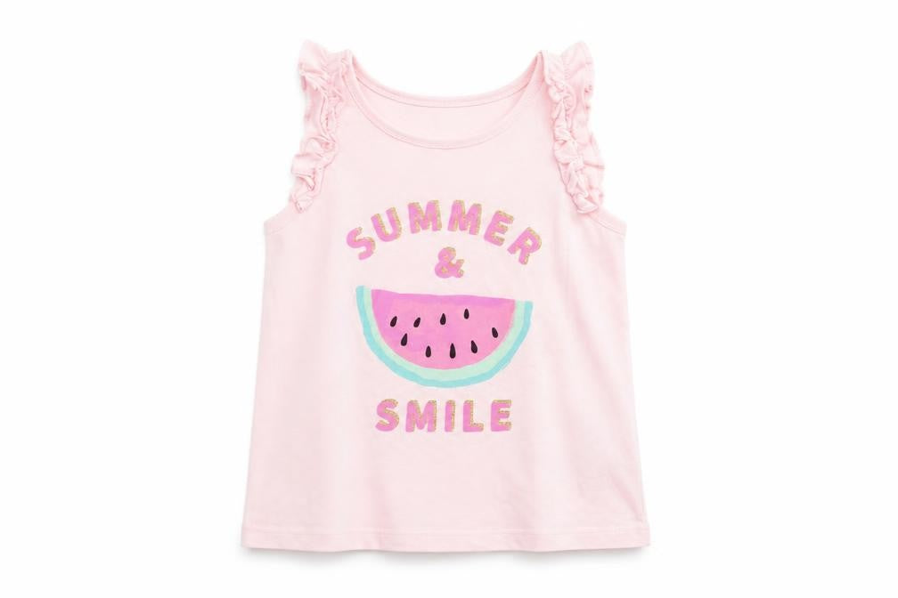 Front view of H&M girls’ pink basic tank, size 3-4, years