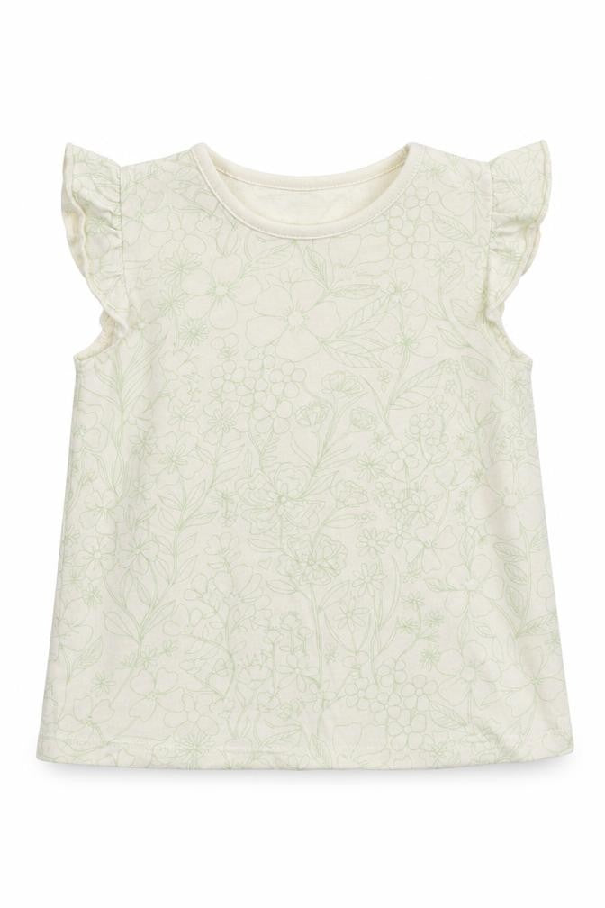 George Girls Yellow Floral  Basic T-Shirt Size 12-18 Months