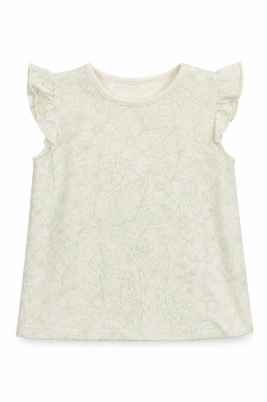 Front view of George girls’ yellow floral basic t-shirt, size 12-18, months