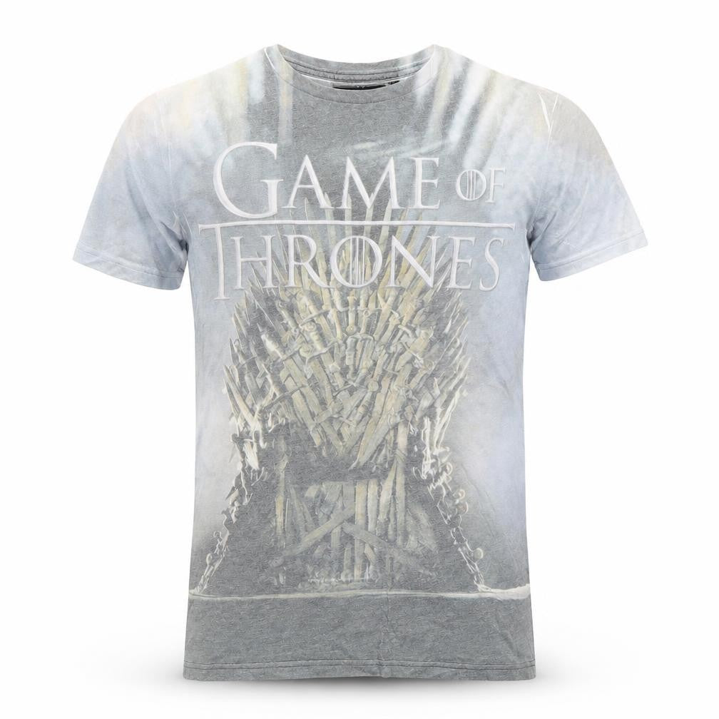 Front view of Cedarwood State men’s white t-shirt, size S, - game of thrones