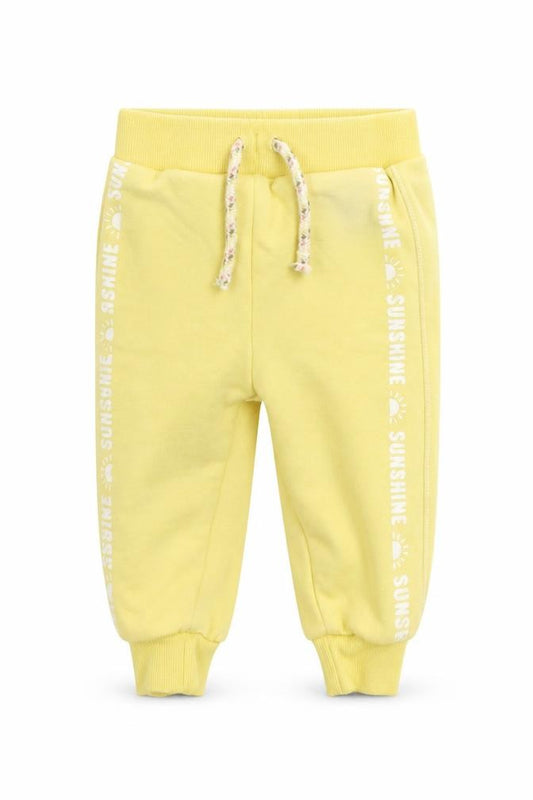 Front view of Primark boys’ yellow sweatpants, size 6-9, months