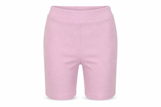 Front view of ASOS women’s pink sweat shorts, size UK 6