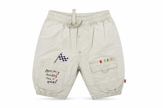 Front view of Mothercare girls’ beige cargo trousers, size 0-3, months