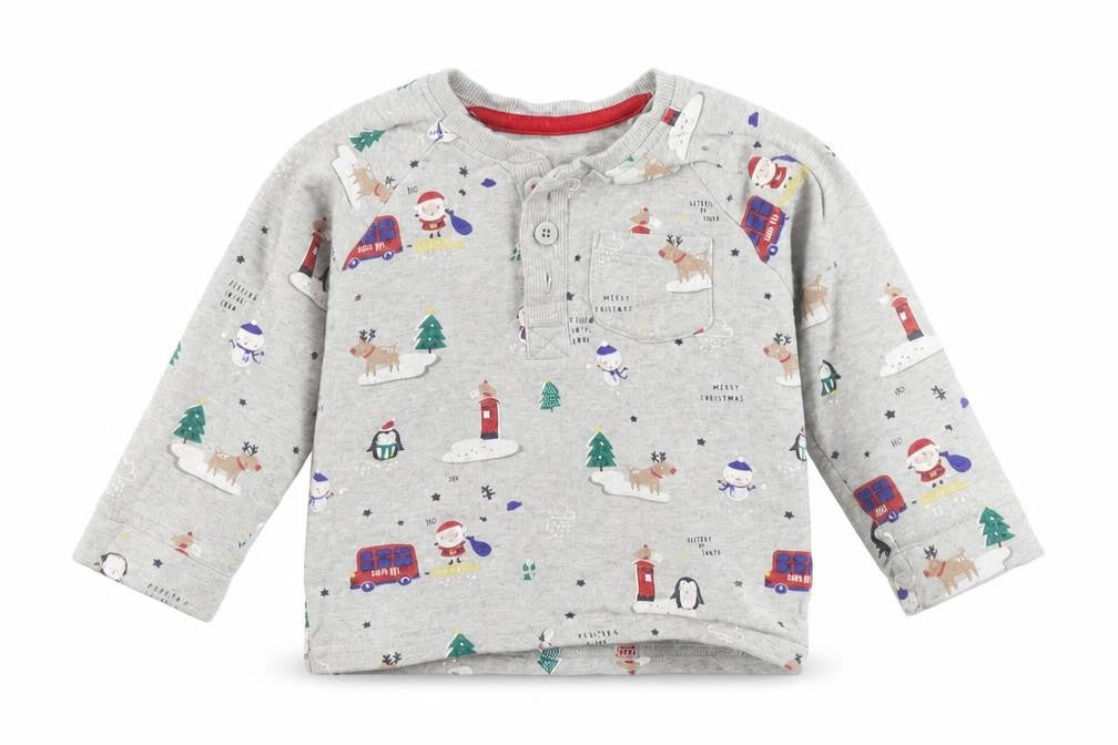 Front view of George girls’ grey geometric basic t-shirt, size 9-12, months