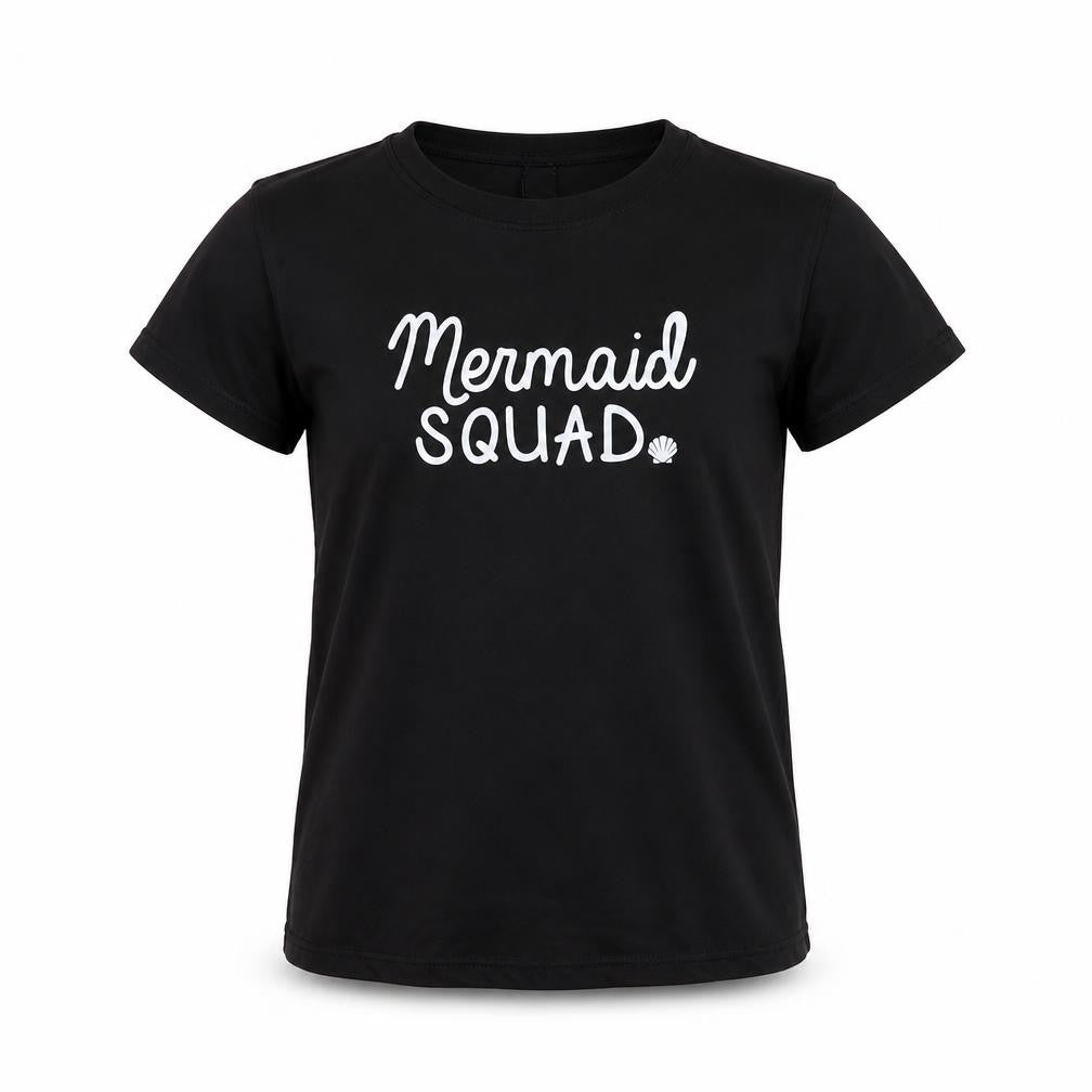 Front view of Wave Zone girls’ black basic t-shirt, size 12, years