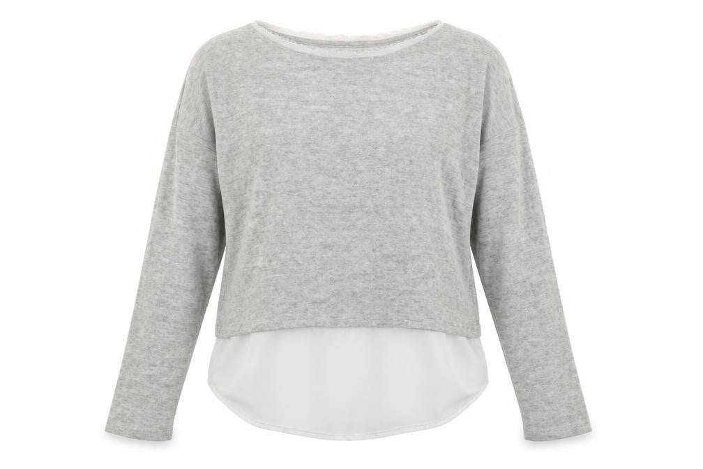 Front view of TISSAIA women’s grey jumper, size UK 16
