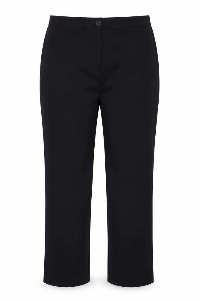 Front view of Country Casuals women’s blue trousers, size UK 14, 28-inch leg