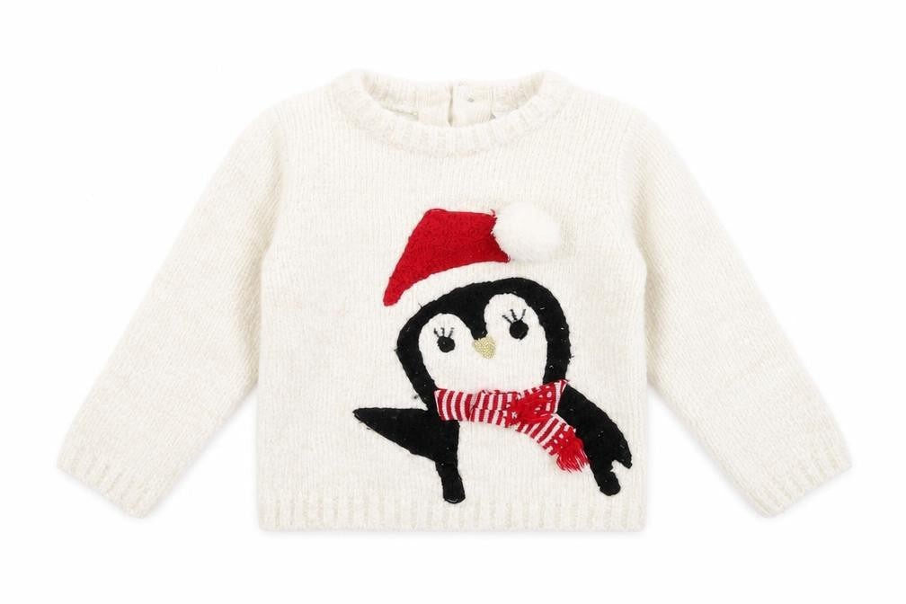 Front view of M&Co girls’ white pullover sweatshirt, size 2-3, years