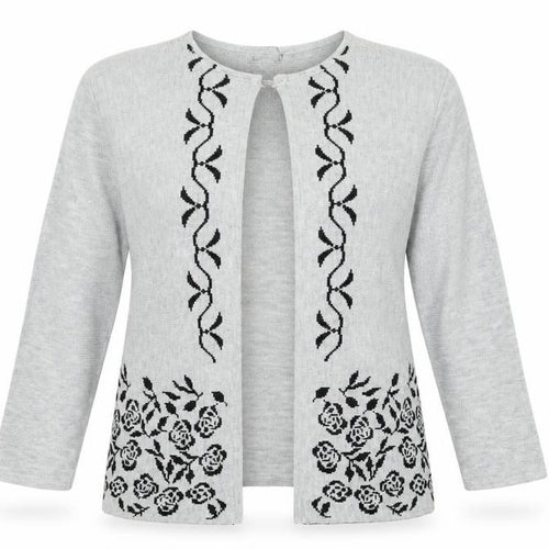 Autonomy Womens Grey Floral  Wrap Sweatshirt Size L