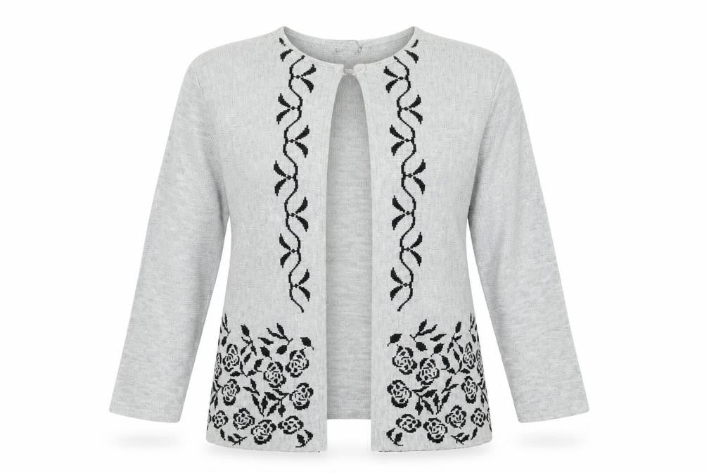 Autonomy Womens Grey Floral  Wrap Sweatshirt Size L