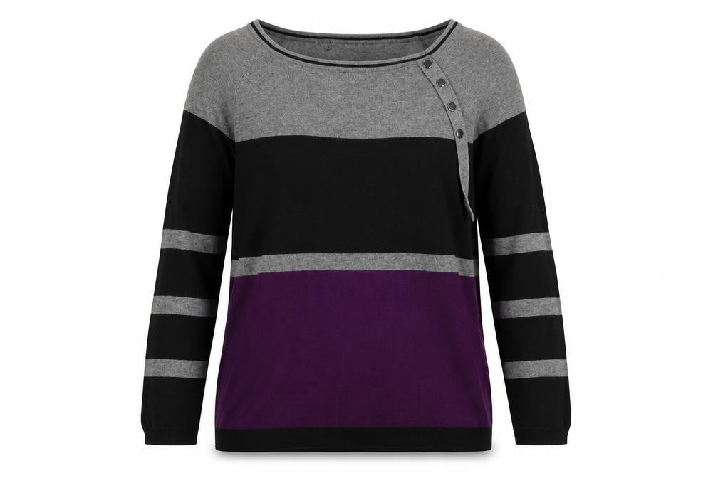 Debenhams Womens Purple Striped Knit Pullover Jumper Size 12