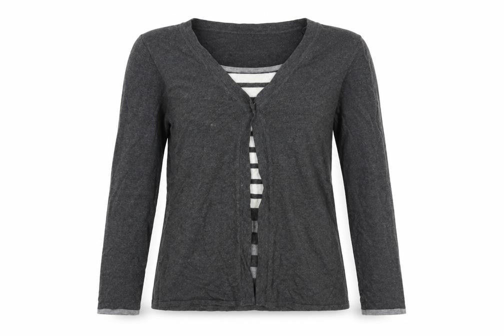 Front view of Sky Design women’s grey cardigan jumper, size S