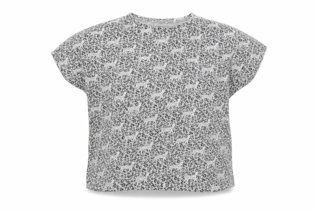 NEXT Girls Grey Animal Print   T-Shirt Size 11 Years