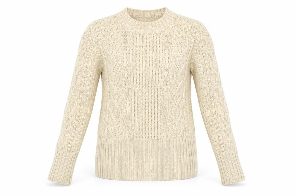 Front view of Preworn women’s beige jumper, size M