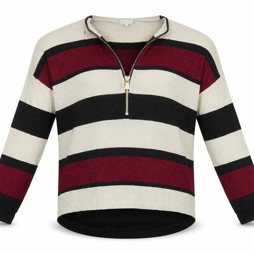 Blue Vanilla Womens Multicoloured Striped Knit Henley Jumper Size S