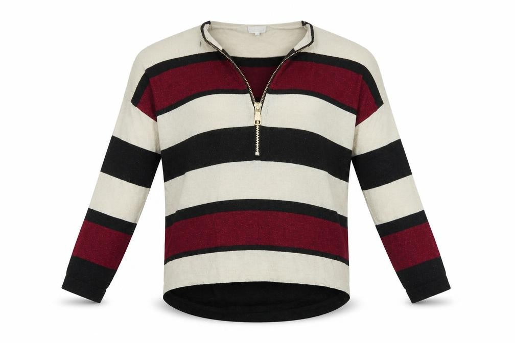 Blue Vanilla Womens Multicoloured Striped Knit Henley Jumper Size S