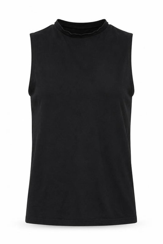 Front view of ASOS women’s black basic tank, size S
