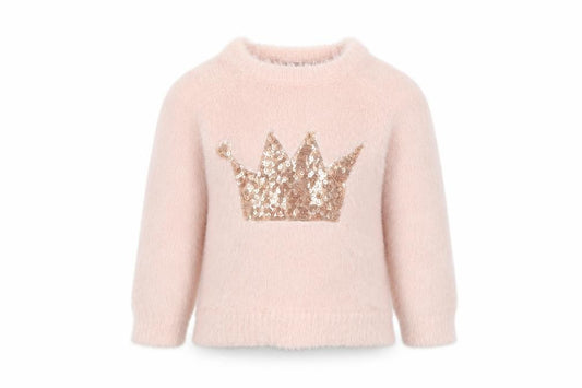 Front view of Primark girls’ pink jumper, size 6-9, months