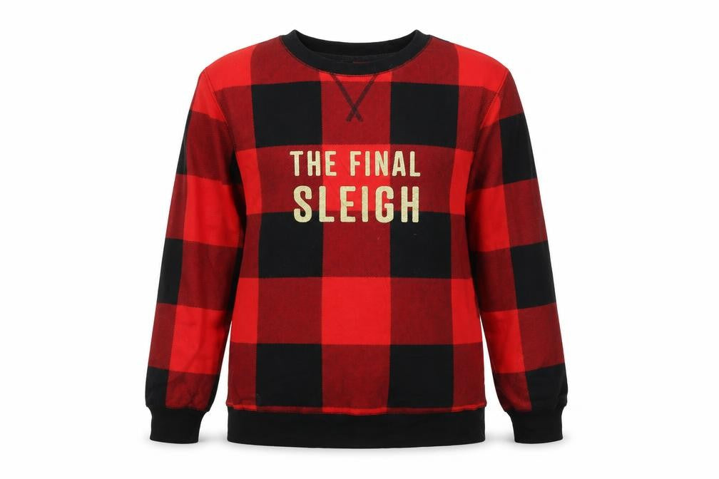 Front view of Next women’s red check jumper, size M, - the final sleigh