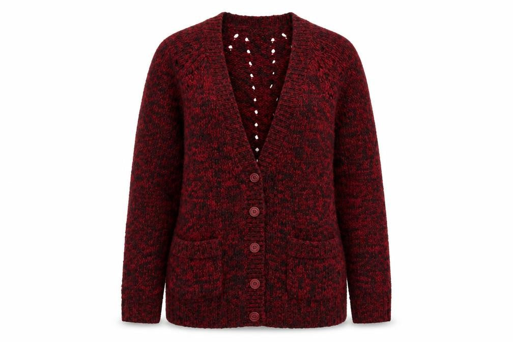 Front view of New Look women’s red jacket coatigan, size UK 10