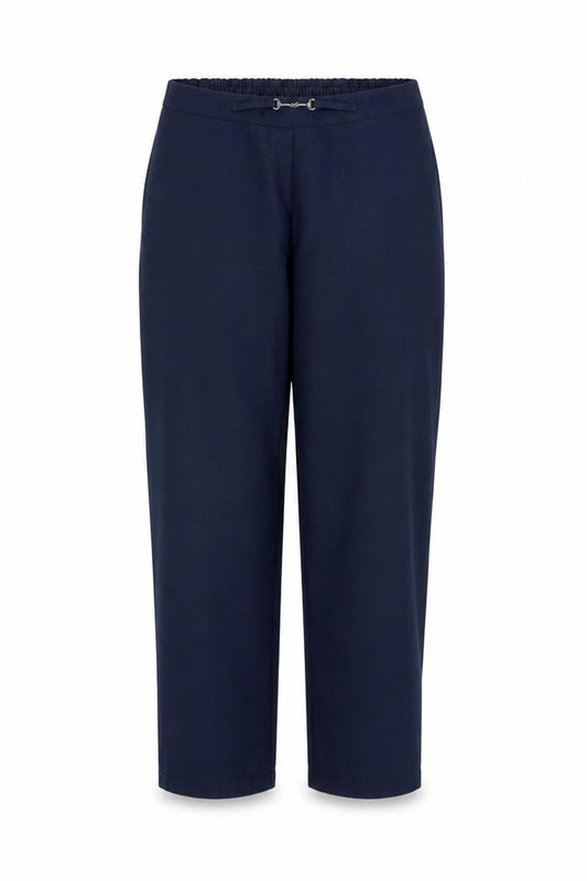 Front view of Daxon women’s blue trousers, size UK 16, 25-inch leg