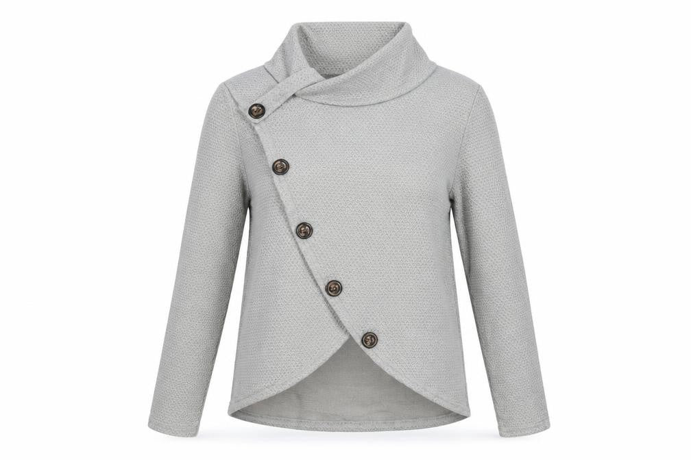 Front view of Preworn women’s grey jacket coatigan, size L