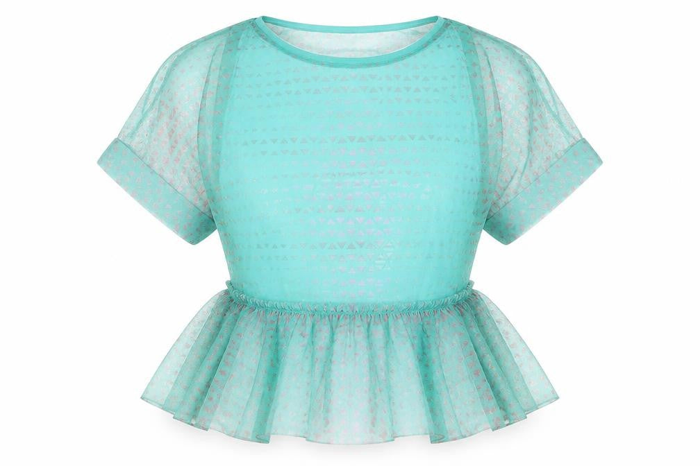 Front view of Next women’s green argyle/diamond blouse, size UK 14