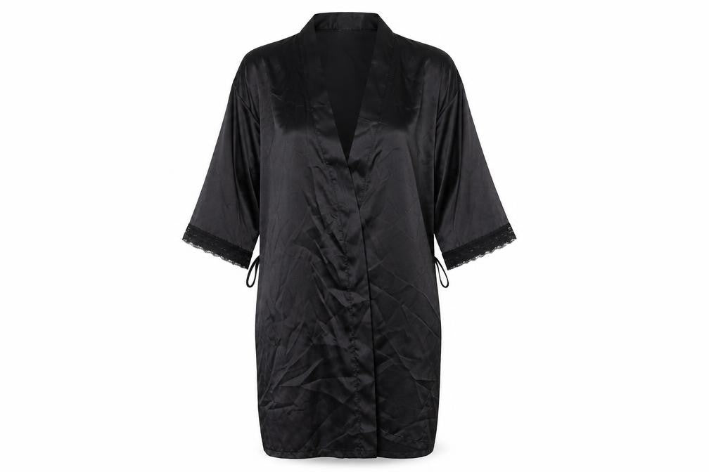 Front view of Avenue women’s black gown, size UK 8