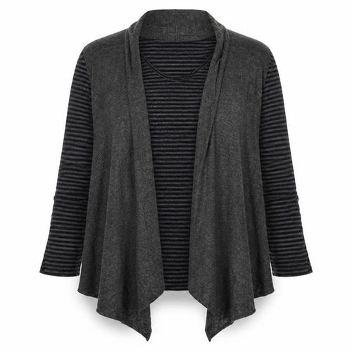 Denim Co. Womens Grey Striped  Cardigan Jumper Size 14