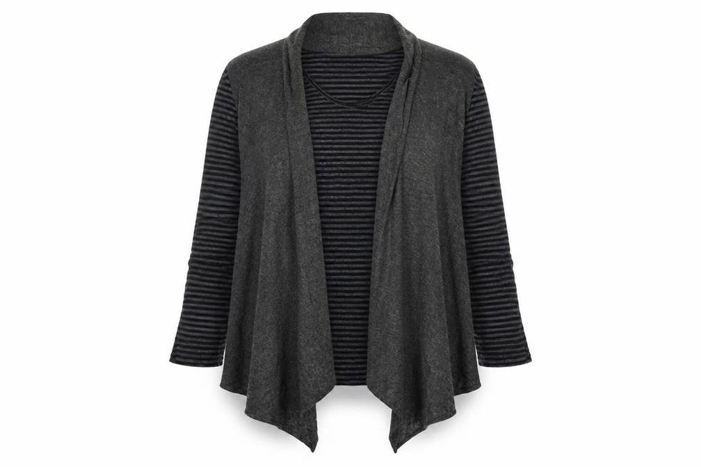 Denim Co. Womens Grey Striped  Cardigan Jumper Size 14