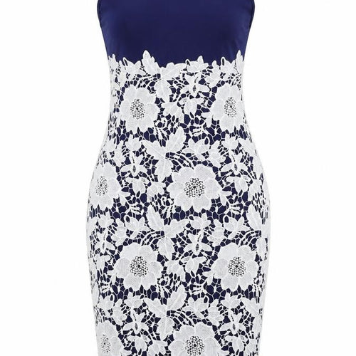 Yoins Womens Blue Floral  Pencil Dress  Size M