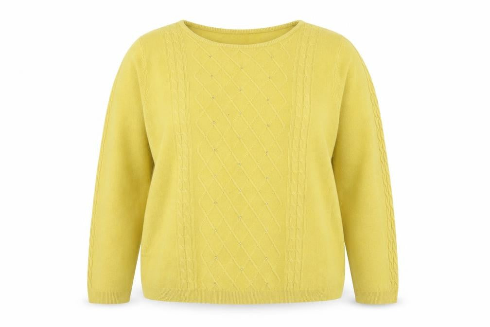 Anna Rose Womens Yellow Argyle/Diamond  Pullover Jumper Size 2XL