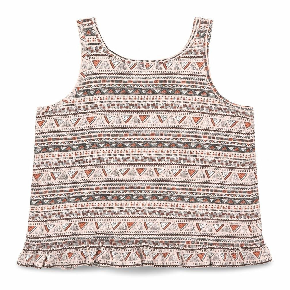 Front view of Pep&Co girls’ pink geometric basic tank, size 9, years