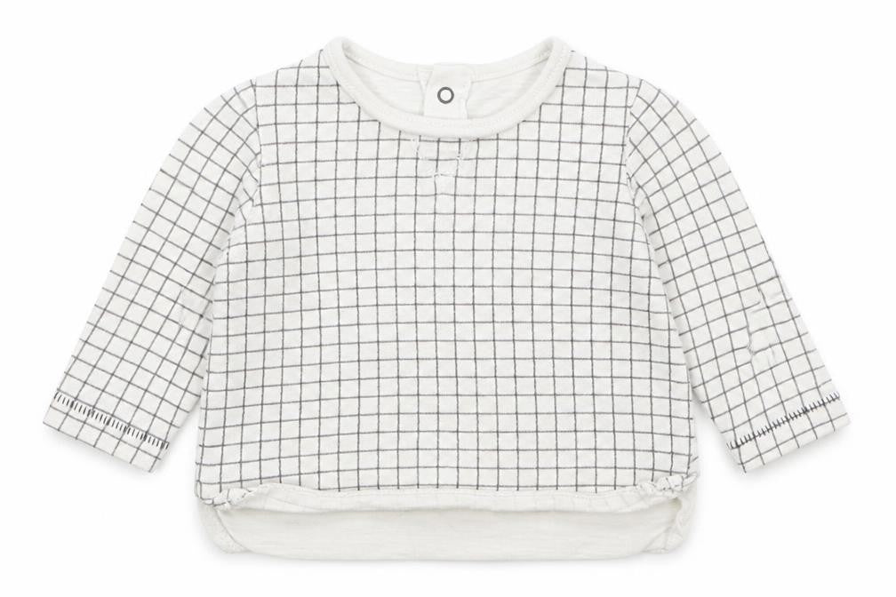 Front view of Next Baby White Check Basic T-Shirt, size 0-3, Months