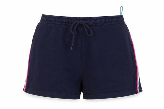 Front view of Definitions women’s blue boyfriend shorts, size UK 10